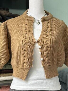 Tan Knit Cropped Sweater sz 36